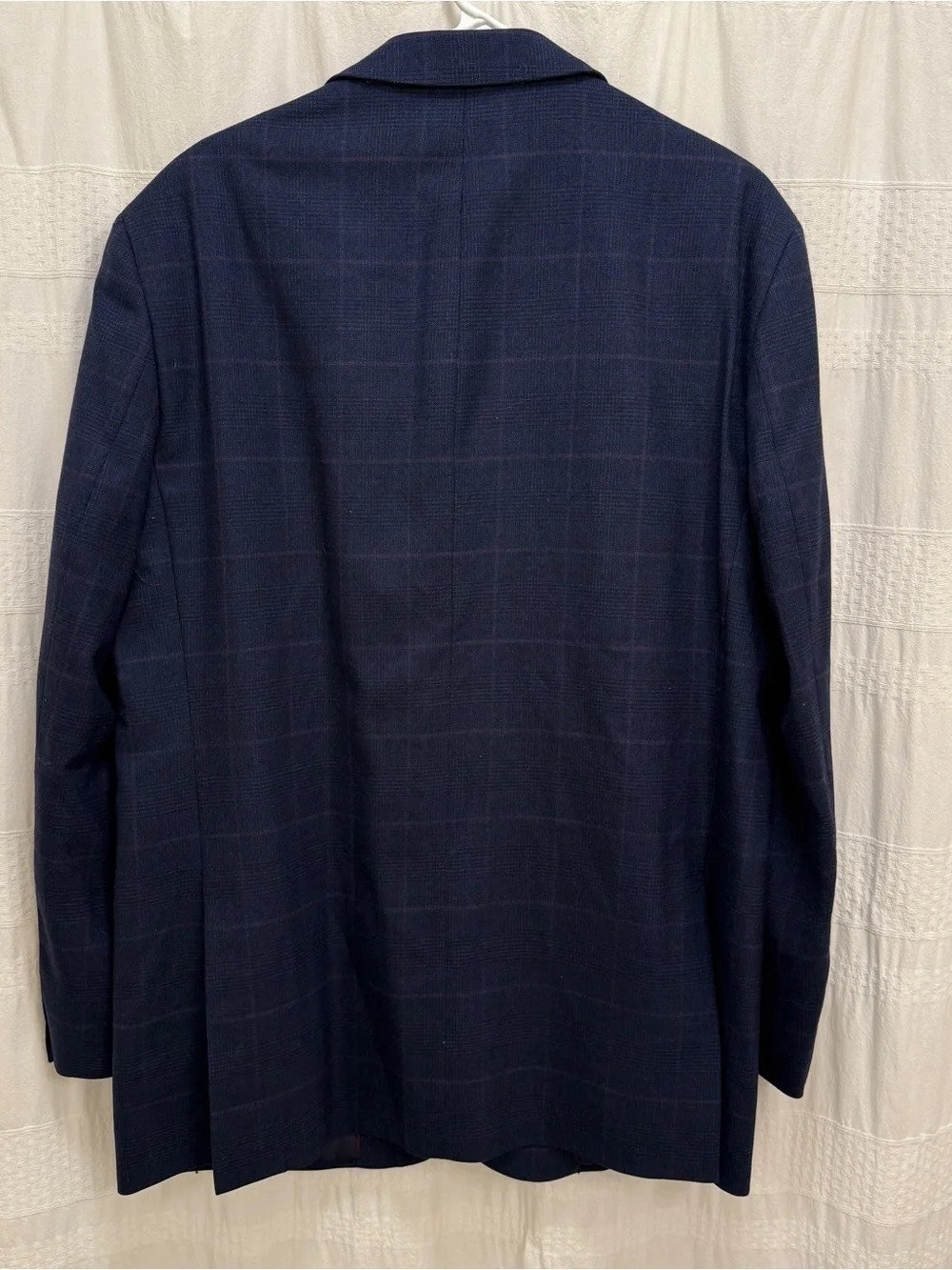 Jos A Bank brrr Comfort Glen Plaid Navy Blue Sport Coat 42L Blazer Tailored Fit